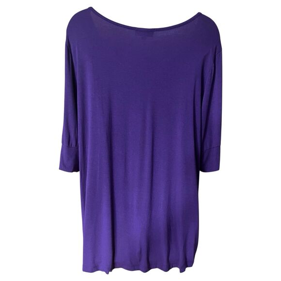 Molly & Isadora Purple Strappy Modal Rayon Short Sleeves Stretch Top Sz 2X - Picture 7 of 9